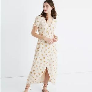 Silk Wrap Midi Dress in Field Bouquet